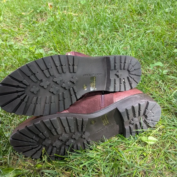 Lucky Brand Ilianna Raisin Leather Womens Ankle Boots Size 9.5 100% Wool - Picture 2 of 8